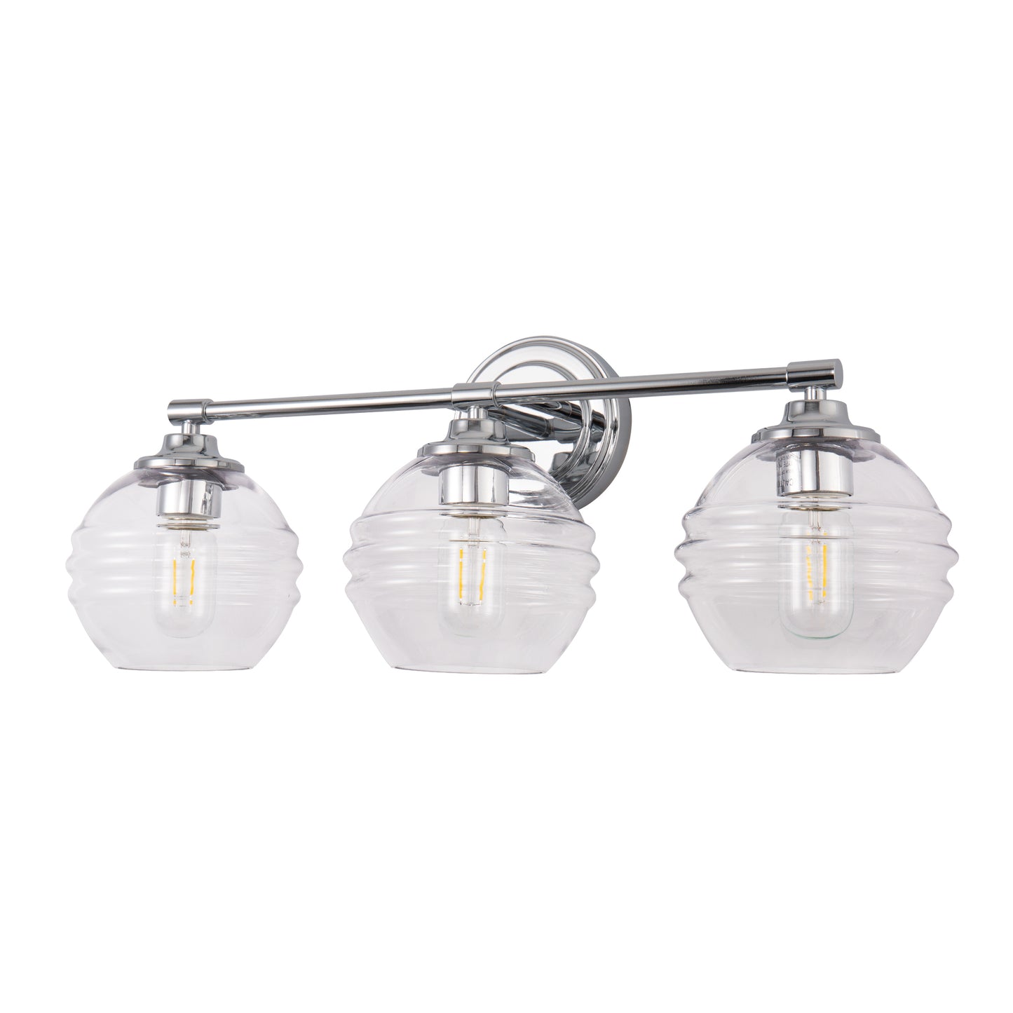 24 in. 3-Light Chrome Modern Globe Vanity Light for Bathroom with Clear Glass Shades