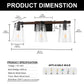 24 in. 3-Light Black and Faux Wood Vintage Farmhouse Vanity Light with Clear Glass Bell Shades for Bathroom