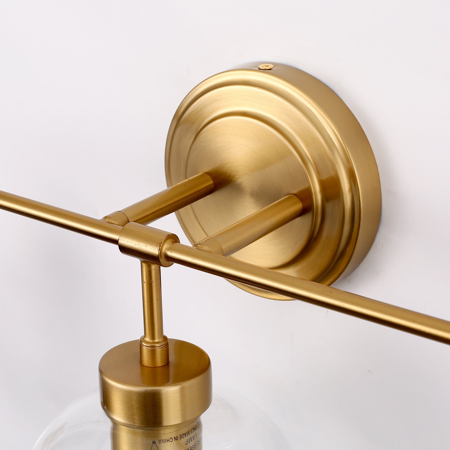 24 in. 3-Light Mid-Century Modern Globe Bathroom Vanity Light, Brass Gold Round Wall Fixture with Clear Glass Shades