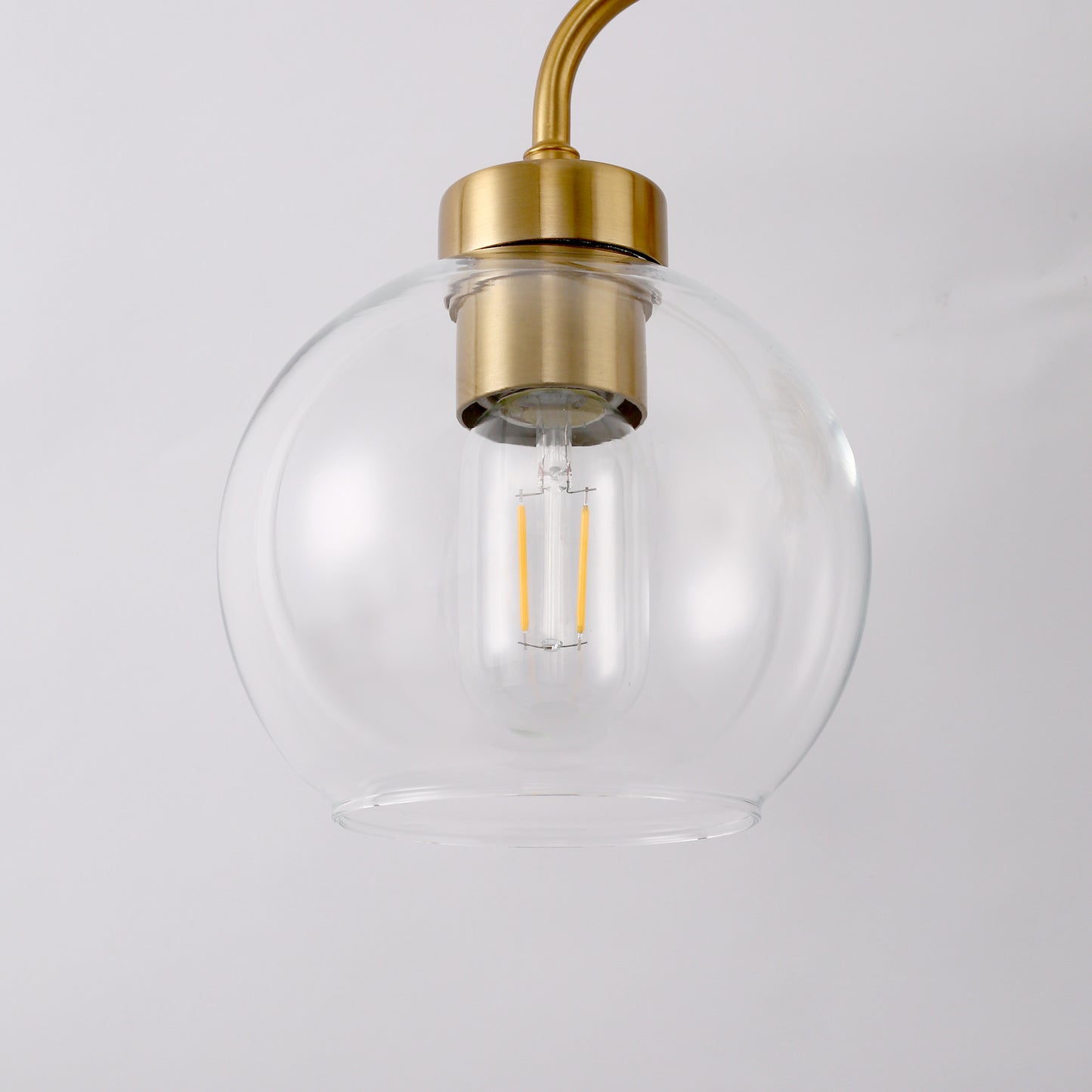 24 in. 3-Light Mid-Century Modern Globe Bathroom Vanity Light, Brass Gold Round Wall Fixture with Clear Glass Shades