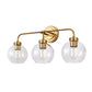 24 in. 3-Light Mid-Century Modern Globe Bathroom Vanity Light, Brass Gold Round Wall Fixture with Clear Glass Shades
