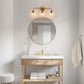 24 in. 3-Light Mid-Century Modern Globe Bathroom Vanity Light, Brass Gold Round Wall Fixture with Clear Glass Shades
