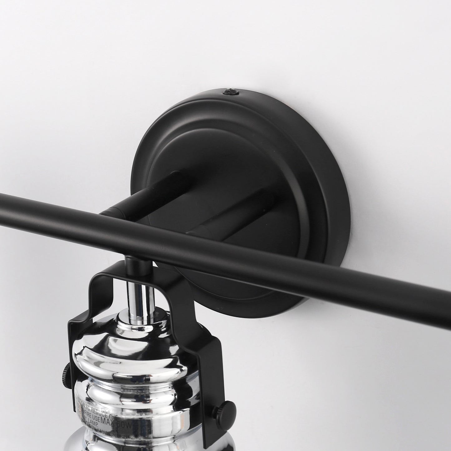 24 in. 3-Light Black and Nickel Modern Bell Vanity Light for Bathroom Mirror with Clear Glass Shades