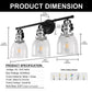 24 in. 3-Light Black and Nickel Modern Bell Vanity Light for Bathroom Mirror with Clear Glass Shades