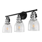 24 in. 3-Light Black and Nickel Modern Bell Vanity Light for Bathroom Mirror with Clear Glass Shades
