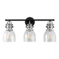 24 in. 3-Light Black and Nickel Modern Bell Vanity Light for Bathroom Mirror with Clear Glass Shades