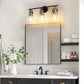 24 in. 3-Light Black and Nickel Modern Bell Vanity Light for Bathroom Mirror with Clear Glass Shades