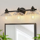 25 in. 3-Light Black Vanity Light with Clear Cylinder Glass Shades - Wall Sconce for Bathroom, Vanity, and Powder Room