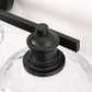 25 in. 3-Light Black Vanity Light with Clear Cylinder Glass Shades - Wall Sconce for Bathroom, Vanity, and Powder Room