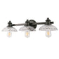25 in. 3-Light Black Vanity Light with Clear Cylinder Glass Shades - Wall Sconce for Bathroom, Vanity, and Powder Room