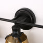 24 in. 3-Light Black and Gold Modern Bell Vanity Light for Bathroom Mirror with Metal Shades