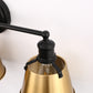 24 in. 3-Light Black and Gold Modern Bell Vanity Light for Bathroom Mirror with Metal Shades