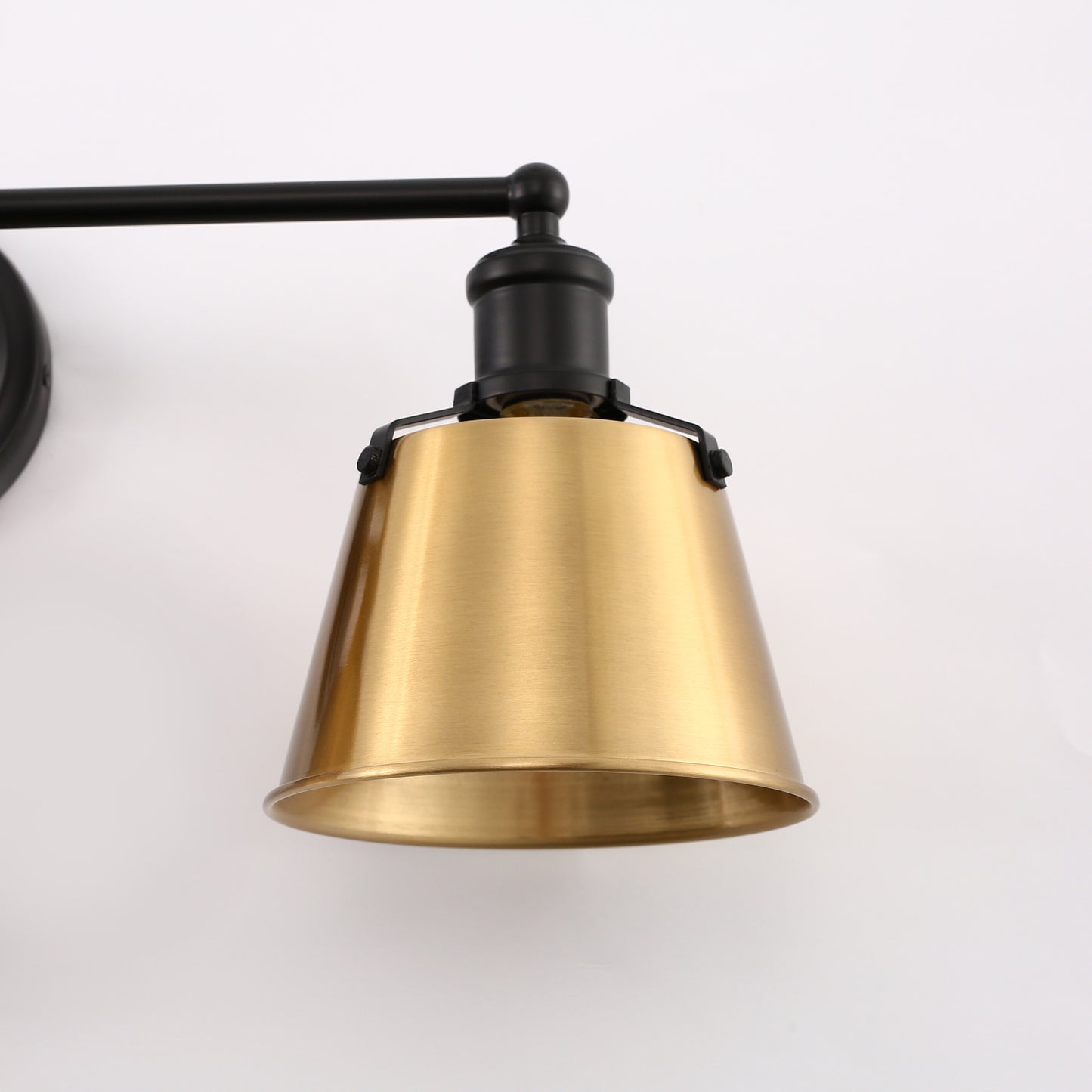 24 in. 3-Light Black and Gold Modern Bell Vanity Light for Bathroom Mirror with Metal Shades