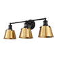 24 in. 3-Light Black and Gold Modern Bell Vanity Light for Bathroom Mirror with Metal Shades