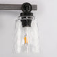 24 in. 3-Light Black and Wood Grain Modern Bell Vanity Light for Bathroom Mirror with Water Glass Shades