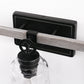 24 in. 3-Light Black and Wood Grain Modern Bell Vanity Light for Bathroom Mirror with Water Glass Shades