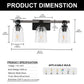 24 in. 3-Light Black and Wood Grain Modern Bell Vanity Light for Bathroom Mirror with Water Glass Shades