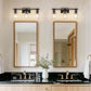 24 in. 3-Light Black and Wood Grain Modern Bell Vanity Light for Bathroom Mirror with Water Glass Shades