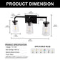 22 in. 3-Light Black Industrial Bell Vanity Light for Bathroom Mirror with Water Glass Shades