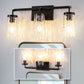 22 in. 3-Light Black Industrial Bell Vanity Light for Bathroom Mirror with Water Glass Shades