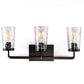 22 in. 3-Light Black Industrial Bell Vanity Light for Bathroom Mirror with Water Glass Shades