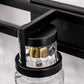 23 in. 3-Light Black and Gold Industrial Cylinder Vanity Light for Bathroom Mirror with Water Glass Shades