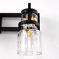 23 in. 3-Light Black and Gold Industrial Cylinder Vanity Light for Bathroom Mirror with Water Glass Shades