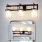 23 in. 3-Light Black and Gold Industrial Cylinder Vanity Light for Bathroom Mirror with Water Glass Shades