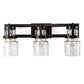 23 in. 3-Light Black and Gold Industrial Cylinder Vanity Light for Bathroom Mirror with Water Glass Shades