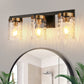 24 in. 3-Light Brushed Brass Bathroom Vanity Light with Seeded Glass Shades, Mid-Century Modern Wall Sconce for Bathroom