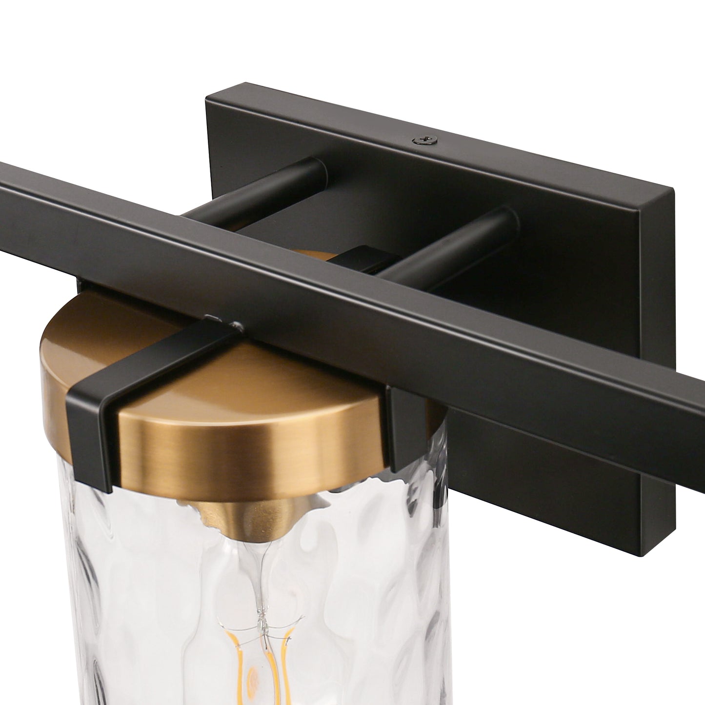 24 in. 3-Light Brushed Brass Bathroom Vanity Light with Seeded Glass Shades, Mid-Century Modern Wall Sconce for Bathroom