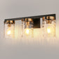 24 in. 3-Light Brushed Brass Bathroom Vanity Light with Seeded Glass Shades, Mid-Century Modern Wall Sconce for Bathroom