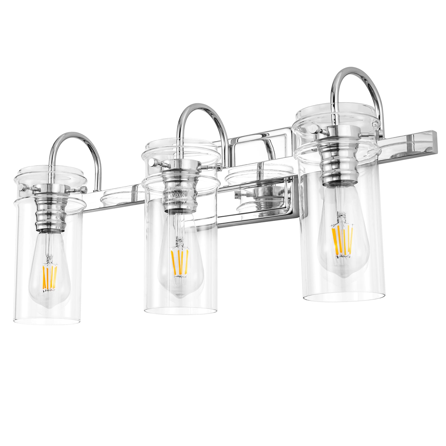 24 in. 3-Light Chrome Bathroom Vanity Light, Wall Sconce with Clear Glass Shades for Bathroom and Vanity Enhancement