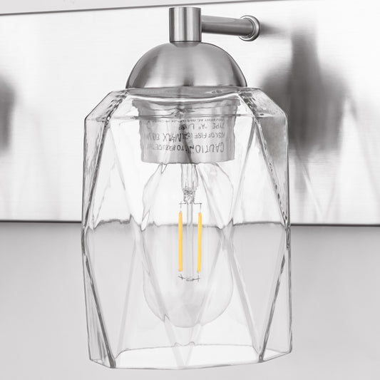 YANSUN 5.5 in. Clear Diamond Clear Glass Hexagon Lamp Shade with 1 in. Neckless Glass Fitter for Pendant, Vanity Light