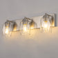 22 in. 3 Light Nickel Modern Unique Cylinder Vanity Light for Bathroom Mirror with Glass Shades