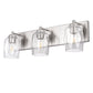 22 in. 3 Light Nickel Modern Unique Cylinder Vanity Light for Bathroom Mirror with Glass Shades