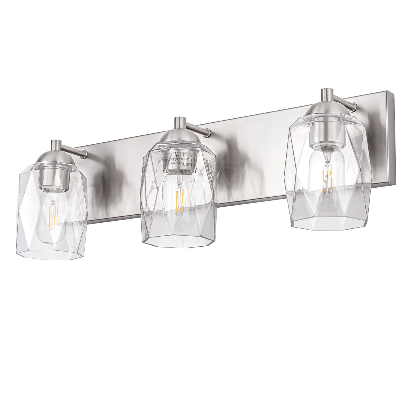 22 in. 3 Light Nickel Modern Unique Cylinder Vanity Light for Bathroom Mirror with Glass Shades