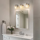22 in. 3 Light Nickel Modern Unique Cylinder Vanity Light for Bathroom Mirror with Glass Shades