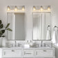 22 in. 3 Light Nickel Modern Unique Cylinder Vanity Light for Bathroom Mirror with Glass Shades