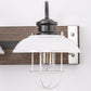 24 in. 3 Light Chrome and Wood Grain Modern Unique Bell Vanity Light for Bathroom, Kitchen with White Metal Shades