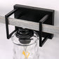 26 in. 3 Light Black and Wood Grain Rustic Farmhouse Bell Vanity Light for Bathroom Mirror with Water Glass