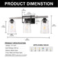 26 in. 3 Light Black and Wood Grain Rustic Farmhouse Bell Vanity Light for Bathroom Mirror with Water Glass