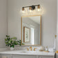 22 in. 3-Light Black and Gold Modern Bathroom Vanity Light with Clear Glass Shades, Wall Sconce for Large Spaces