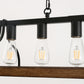 Rustic 5-Light Kitchen Island and Dining Room Light, Farmhouse Linear Chandelier with Black and Brown Wood Finish