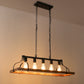 Rustic 5-Light Kitchen Island and Dining Room Light, Farmhouse Linear Chandelier with Black and Brown Wood Finish