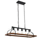 Rustic 5-Light Kitchen Island and Dining Room Light, Farmhouse Linear Chandelier with Black and Brown Wood Finish