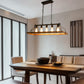 Rustic 5-Light Kitchen Island and Dining Room Light, Farmhouse Linear Chandelier with Black and Brown Wood Finish