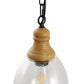 Farmhouse 1-Light Wood Grain Pendant with Large Clear Glass Shade, Rustic E26 Hanging Light for Kitchen Island