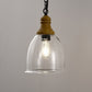 Farmhouse 1-Light Wood Grain Pendant with Large Clear Glass Shade, Rustic E26 Hanging Light for Kitchen Island
