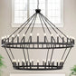 70 in. 64-Light Black Farmhouse Wagon Wheel Chandelier 2-Tiers Extra-Large Pendant Light Fixtures for Living Room